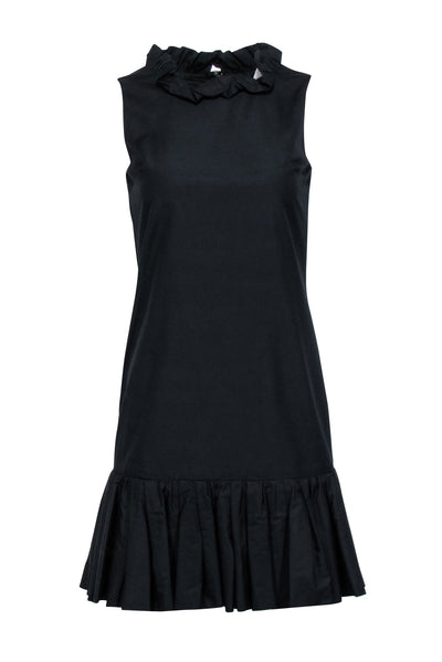 Current Boutique-Dolce & Gabbana - Black Cotton Shift Dress w/ Ruffled Hem Sz 2