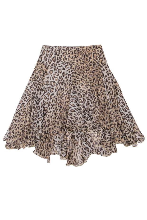Current Boutique-Dolce & Gabbana - Sheer Brown Leopard Print High-Low Skirt Sz 2