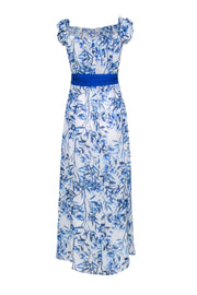 Current Boutique-Eliza J - Blue & White Floral Print Off The Shoulder Maxi Dress Sz 8