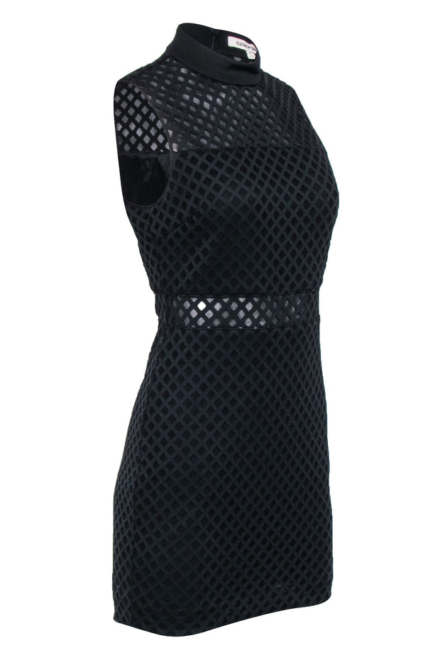 Current Boutique-Elizabeth & James - Black w/ Mesh Diamond Laser Cut Detail Dress Sz 6