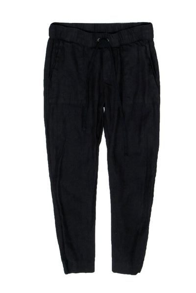 Current Boutique-Enza Costa - Black French Linen Drawstring Pants Sz S