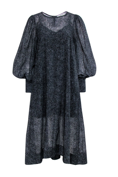 Current Boutique-Essentiel - Black Textured Velvet Long Sleeve Dress Sz 4