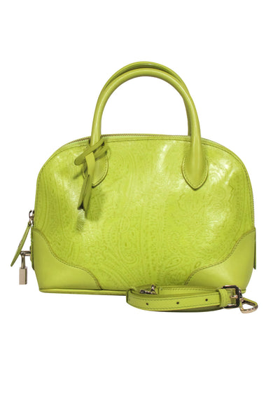 Current Boutique-Etro - Lime Green Textured Bowler Handbag