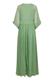 Current Boutique-Eywasouls Malibu - Mint Green w/ Orange Print Drawstring Dress Sz M