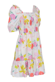Current Boutique-Fasce - Ivory w/ Fruit Print Smocked Bodice Dress Sz M