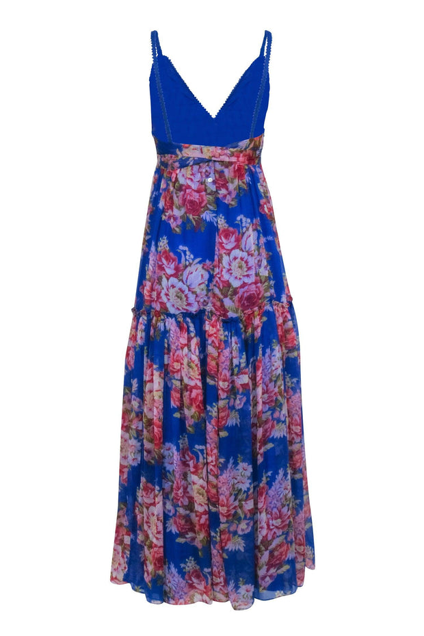 Current Boutique-Free People - Cobalt Blue Multi Color Floral Sleeveless Maxi Dress Sz XS