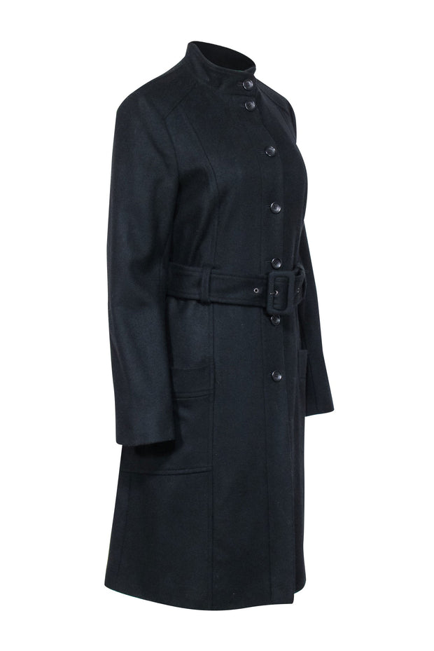 Current Boutique-French Connection - Black Wool & Cashmere Blend Belted Coat Sz 10