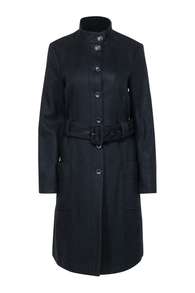 Current Boutique-French Connection - Black Wool & Cashmere Blend Belted Coat Sz 10