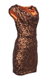 Current Boutique-French Connection - Bronze Sequin Cowl Neck Cap Sleeve Dress Sz 4