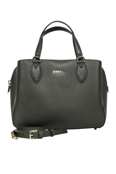 Current Boutique-Furla - Army Green Pebbled Leather Satchel