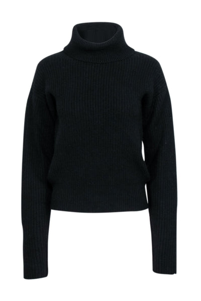 Current Boutique-Generation Love - Black Wool & Cashmere Blend Turtleneck w/ Buttoned Sleeves Sz S