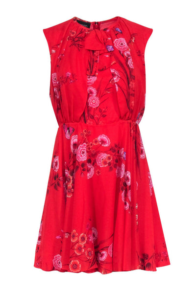 Current Boutique-Giambattista Valli - Red Floral Sleeveless Dress Sz 6