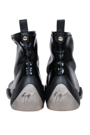 Current Boutique-Giuseppe Zanotti - Black Patent Leather Slop on Short Boots Sz 7