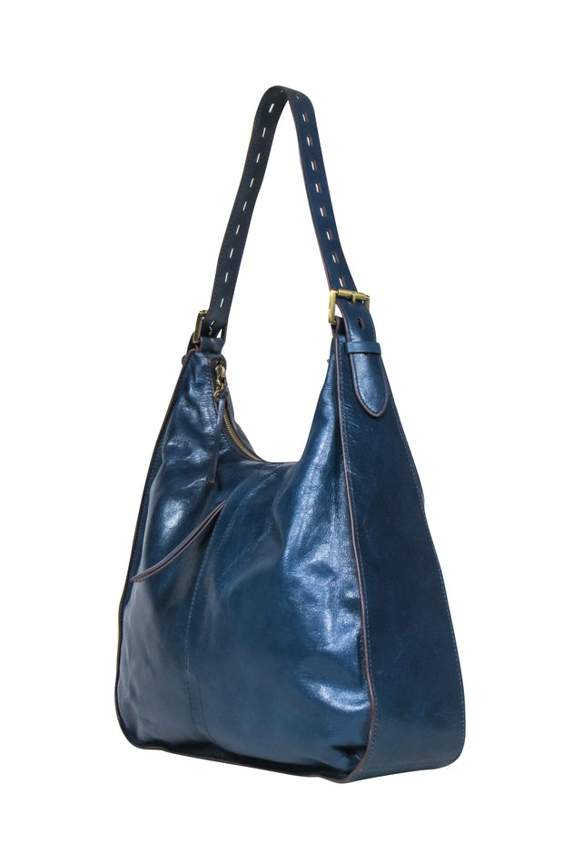 Current Boutique-HOBO - Navy Blue Leather Large Shoulder Bag