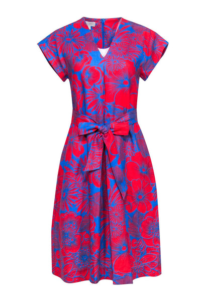 Current Boutique-Hobbs - Red & Blue Print Sleeveless Dress Sz 6