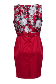 Current Boutique-Hobbs - Red Floral Jacquard Print Sleeveless Sheath Dress Sz 10