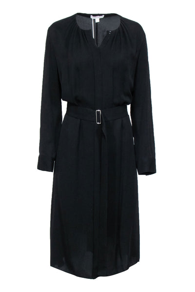 Current Boutique-Hugo Boss - Black Long Sleeve Waist Sash Dress Sz 10
