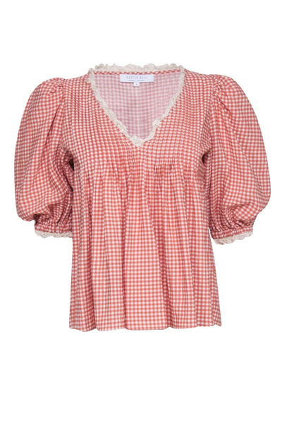 Current Boutique-Hunter Bell - Rust Orange & White Gingham Top Sz S