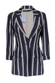 Current Boutique-Iris Setlakwe - Navy & White Stripe Single Button Blazer Sz 0