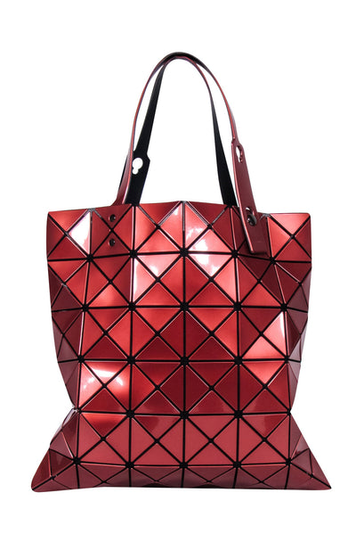 Current Boutique-Issey Miyake - Red Metallic Geometric Paneled "Lucent" Tote Bag