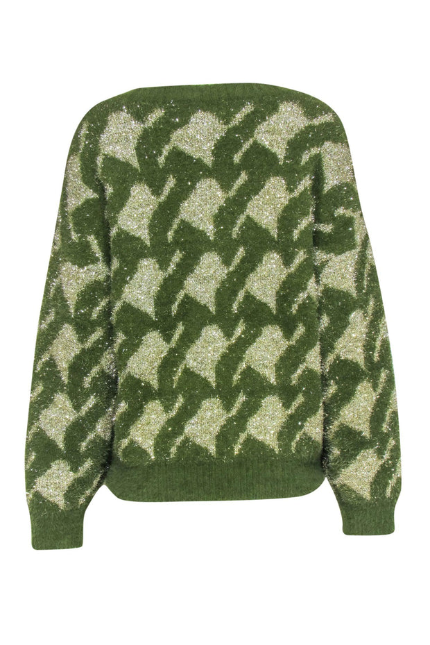 Current Boutique-J.O.A. - Green & Gold Metallic Crewneck Sweater