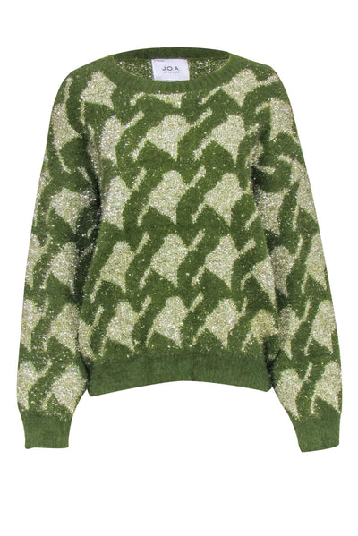 Current Boutique-J.O.A. - Green & Gold Metallic Crewneck Sweater