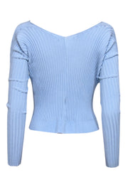 Current Boutique-Jacquemus - Baby Blue Ribbed Metal Logo Closure Front Top Sz 6