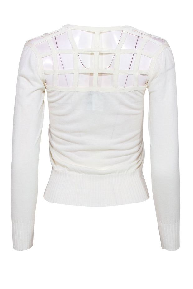 Current Boutique-Jean Paul Gaultier - Cream Long Sleeve Sweater w/ Lattice Details Sz S