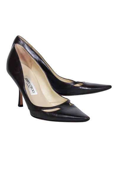 Current Boutique-Jimmy Choo - Espresso Brown Pointed Toe Pumps Sz 8.5
