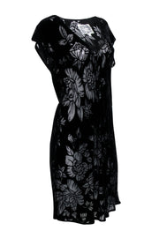 Current Boutique-Johnny Was - Black Velvet Burnout Floral Print Dress Sz L