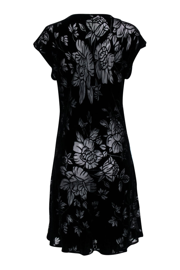 Current Boutique-Johnny Was - Black Velvet Burnout Floral Print Dress Sz L