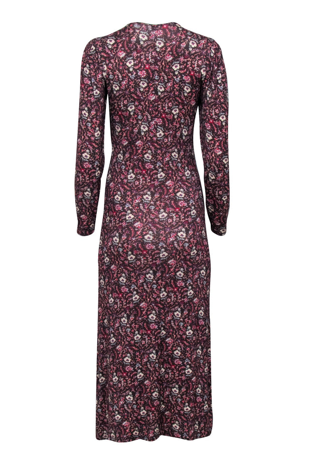 Current Boutique-Joie - Brown w/ Multicolor Floral Print Ruched Maxi Dress Sz S