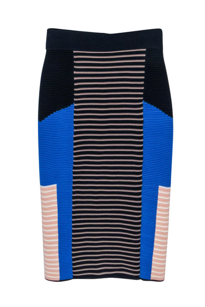 Current Boutique-Jonathan Simkhai - Blue Colorblock Ribbed Pencil Skirt Sz S