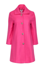 Current Boutique-Julie Brown - Barbie Pink Coat w/ Rhinestone Applique Buttons Sz S