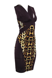Current Boutique-Just Cavalli - Leopard Print & Brown Sleeveless Open Back Dress Sz 4