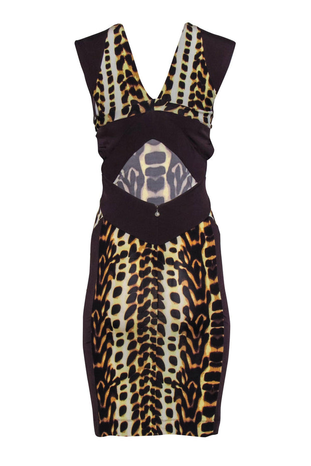 Current Boutique-Just Cavalli - Leopard Print & Brown Sleeveless Open Back Dress Sz 4