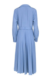 Current Boutique-Karen Millen - Light Blue Moto Zip Pleated Bottom Dress Sz 12