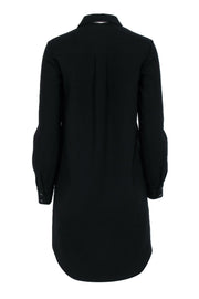 Current Boutique-Kate Spade - Black Crepe Shirt Dress w/ Cream Neck Tie Sz 4