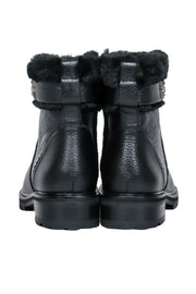 Current Boutique-Kate Spade - Black Leather Faux Fur Trim Short Bot Sz 6.5