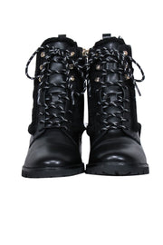 Current Boutique-Kate Spade - Black Leather Shearling Trim Short Boots Sz 8.5