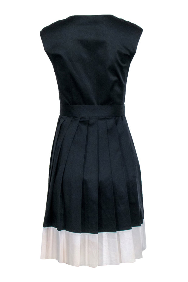 Current Boutique-Kate Spade - Black Pleated w/ White Trim Sleeveless Dress Sz 2