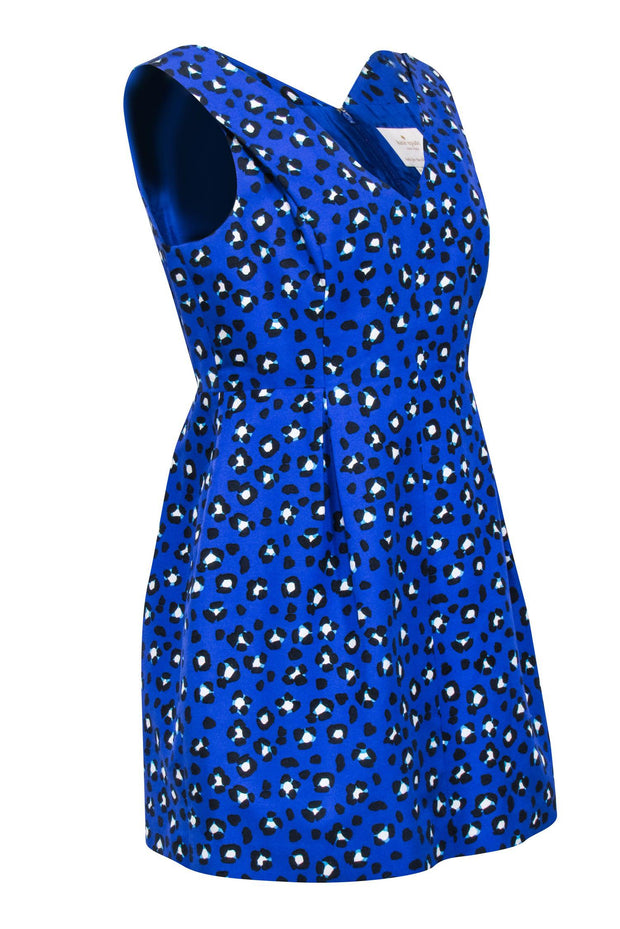 Current Boutique-Kate Spade - Blue Sleeveless Leopard Print A-line Dress Sz 12