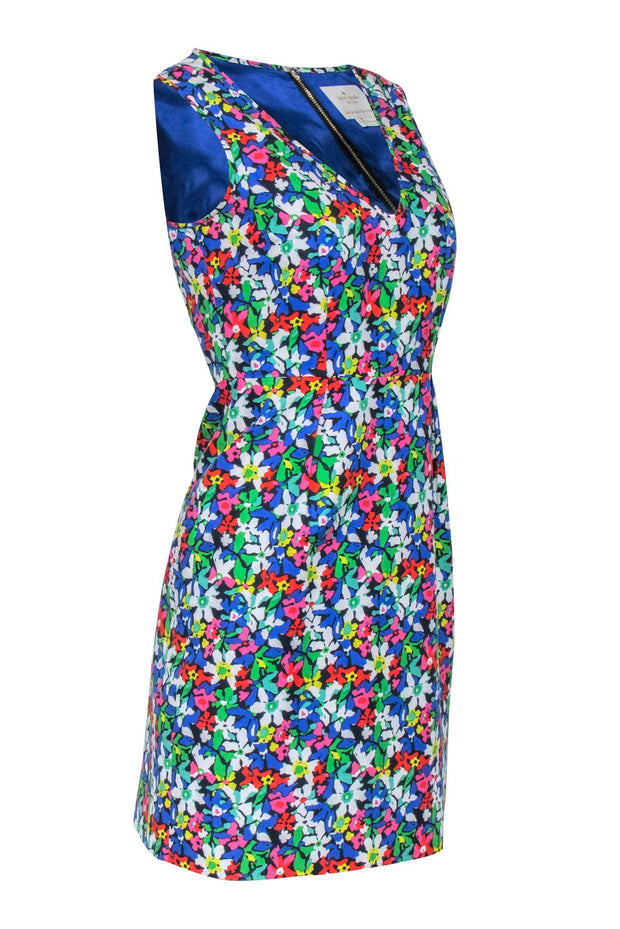 Current Boutique-Kate Spade - Blue w/ Multi Color Floral Print Sleeveless Dress Sz 2