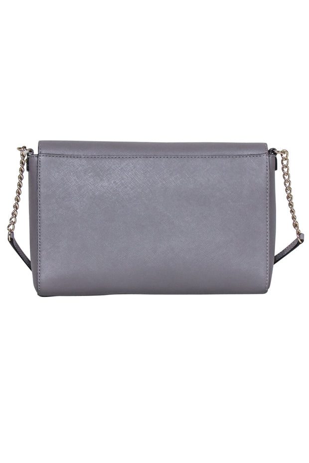 Current Boutique-Kate Spade - Grey Leather Fold-Over Crossbody Bag