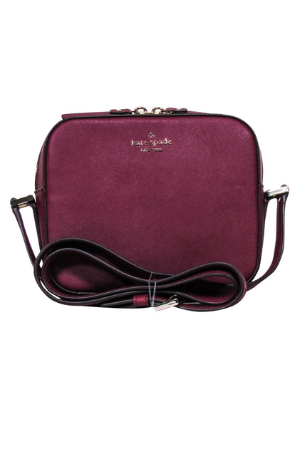 Kate Spade Maroon Saffiano Leather Structured Crossbody Bag Current Boutique