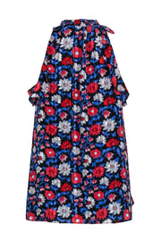 Current Boutique-Kate Spade - Navy Silk Floral Print Sleeveless w/ Key Hole Neckline Sz XS