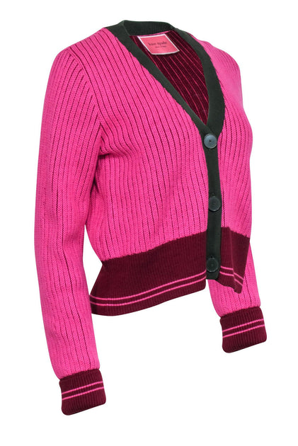 Kate Spade - Pink Knit Cardigan w/ Green Trim Sz M