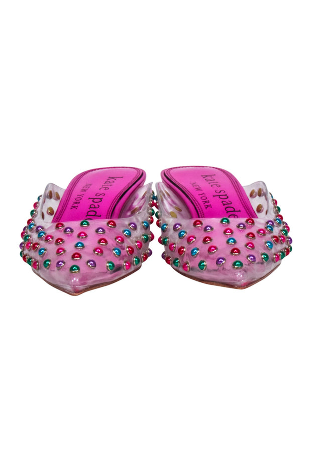 Current Boutique-Kate Spade - Pink Metallic w/ Multi Color Embellishment Mules Sz 6