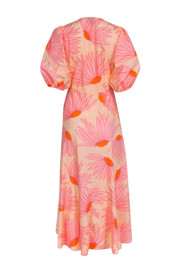 Current Boutique-Kate Spade - Pink & Orange Floral Print Cropped Sleeve Wrap Dress Sz 12