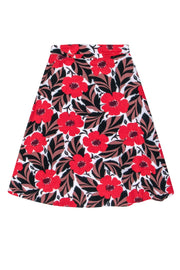 Current Boutique-Kate Spade - Red, Black & Brown Floral Wrap Skirt Sz 2